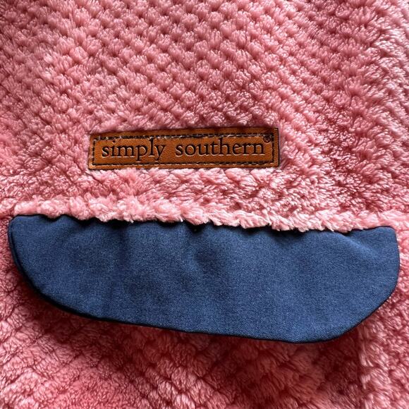 Simply Southern Fleece Women's M PINK  1/4 Snaps SOFT Pullover Jacket Pockets - Picture 4 of 11